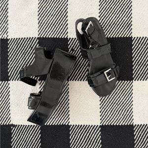 Black Platform Sandals with Buckle